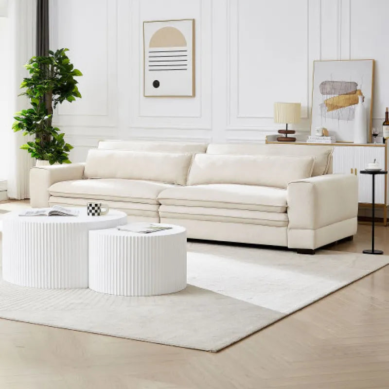 Medieval beige sofa, front view