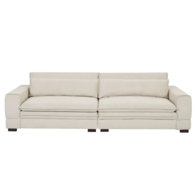 Medieval beige four-seater sofa, side profile
