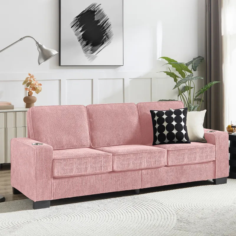 Rosewood corduroy sofa, front view
