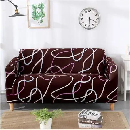 Stretch sofa cover fitted on a three-seater couch