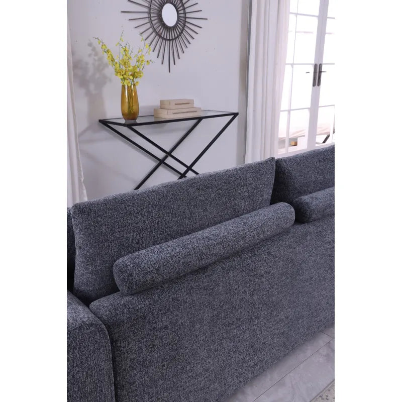 Aria charcoal sofa, side profile showing the arm and seat depth