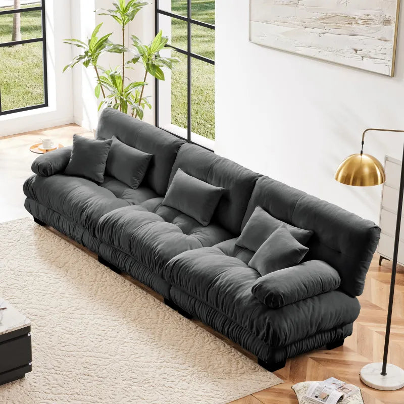 Deep plush low-back seating of the Nimbus modular sofa